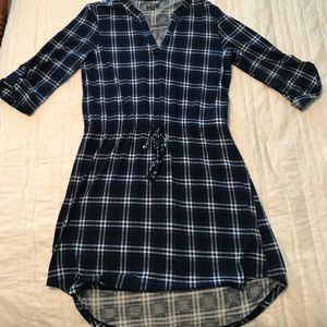 Blue Plaid Shirt Dress.